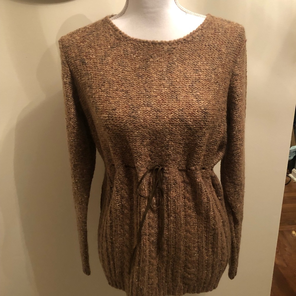 New Architect Crew Neck Waist Tie Rustic Sweater PL